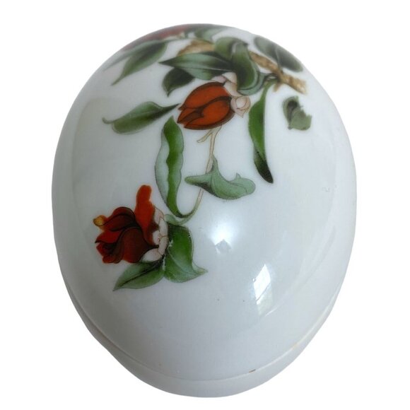 Limoges Porcelain Box Rochard France Red Poppies Egg Shape Trinket Box - Picture 4 of 15